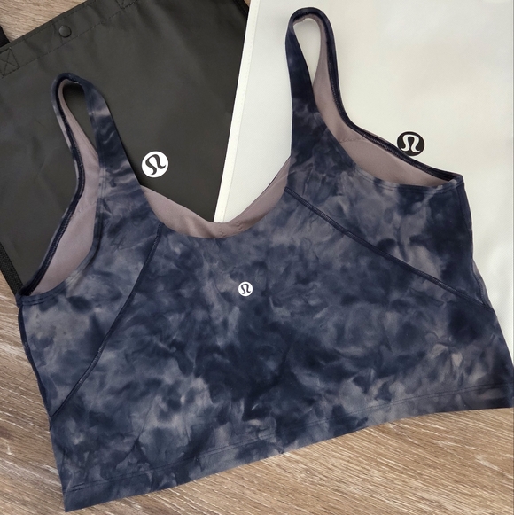 Lululemon Align Crop Tank Top Diamond Dye Lunar Rock True Navy Size 14 Yoga - Picture 8 of 13